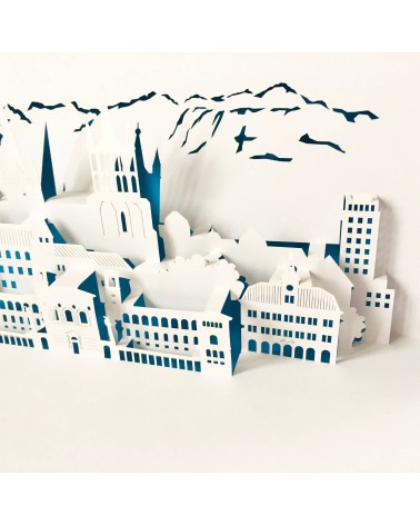 Carte Rifletto, Lausanne, fabriquée en Allemagne pour L'Ecritoire design, Lausanne. Bleu clair, format A6 ou A5.