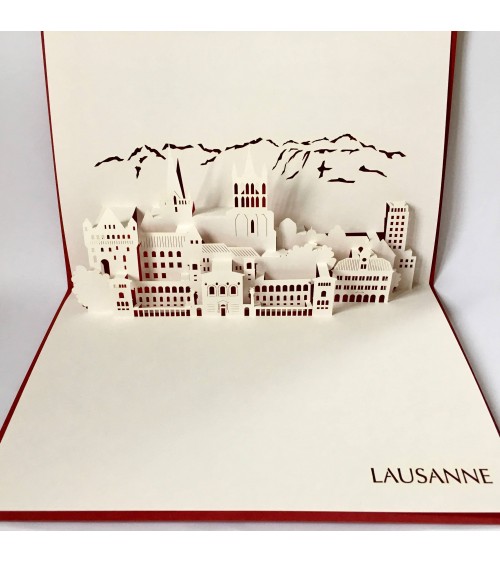 Carte Rifletto, Lausanne, fabriquée en Allemagne pour L'Ecritoire design, Lausanne. Rouge, format A6 ou A5.