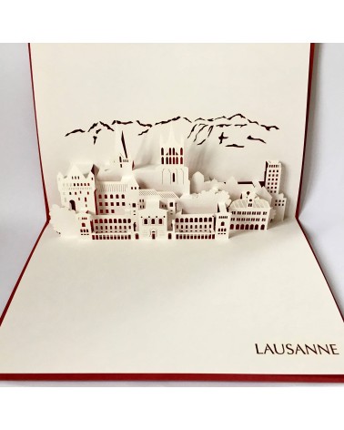 Carte Rifletto, Lausanne, fabriquée en Allemagne pour L'Ecritoire design, Lausanne. Rouge, format A6 ou A5.