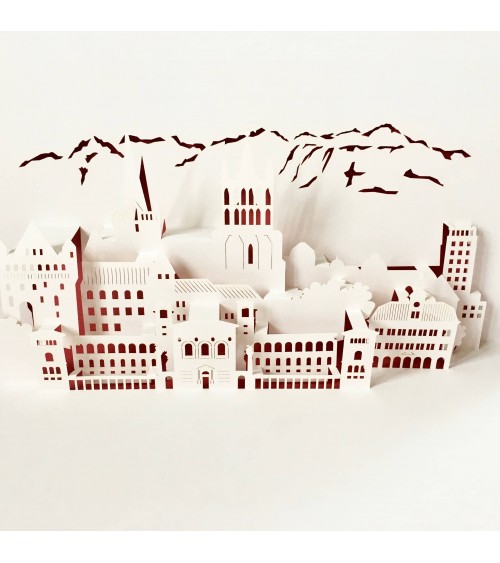 Carte Rifletto, Lausanne, fabriquée en Allemagne pour L'Ecritoire design, Lausanne. Rouge, format A6 ou A5.