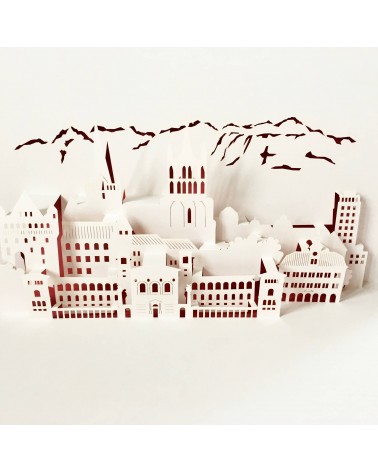 Carte Rifletto, Lausanne, fabriquée en Allemagne pour L'Ecritoire design, Lausanne. Rouge, format A6 ou A5.