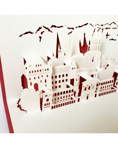 Carte Rifletto, Lausanne, fabriquée en Allemagne pour L'Ecritoire design, Lausanne. Rouge, format A6 ou A5.