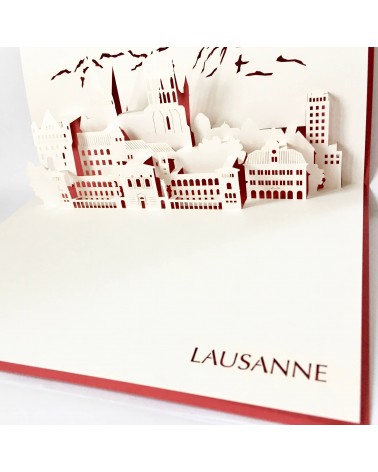 Carte Rifletto, Lausanne, fabriquée en Allemagne pour L'Ecritoire design, Lausanne. Rouge, format A6 ou A5.