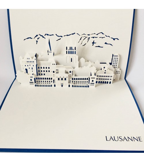 Carte Rifletto, Lausanne, fabriquée en Allemagne pour L'Ecritoire design, Lausanne. Bleu roi, format A6 ou A5.