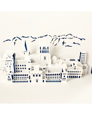 Carte Rifletto, Lausanne, fabriquée en Allemagne pour L'Ecritoire design, Lausanne. Bleu roi, format A6 ou A5.