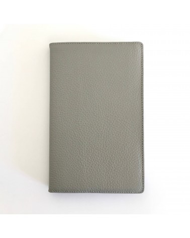 Carnet couverture cuir texturé gris rechargeable, fabriqué en Allemagne. A L’Ecritoire design, Lausanne.