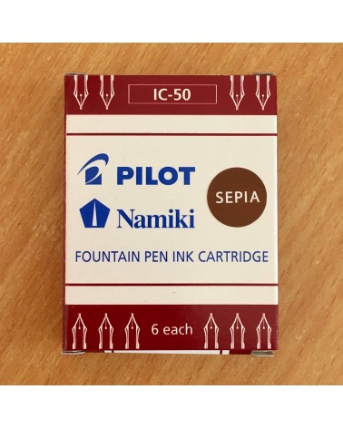Boîte de 6 cartouches Namiki pour stylo-plumes Pilot, sépia