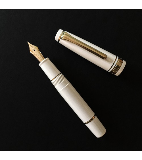 Stylo-plume Sailor PG Slim Mini Gold Beni White, bec or 14 carats MF, à L’Ecritoire design, Lausanne