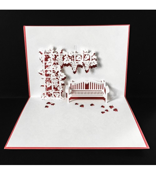 Carte popup Rifletto, Vigne, rouge, fabriquée en Allemagne. L'Ecritoire design, Lausanne