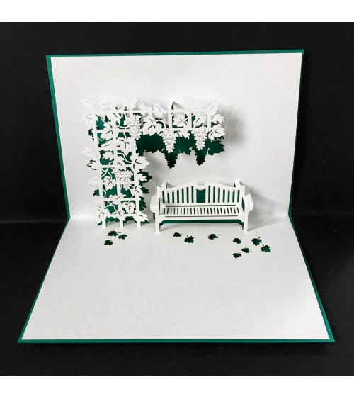 Carte popup Rifletto, Vigne, vert foncé, fabriquée en Allemagne. L'Ecritoire design, Lausanne.