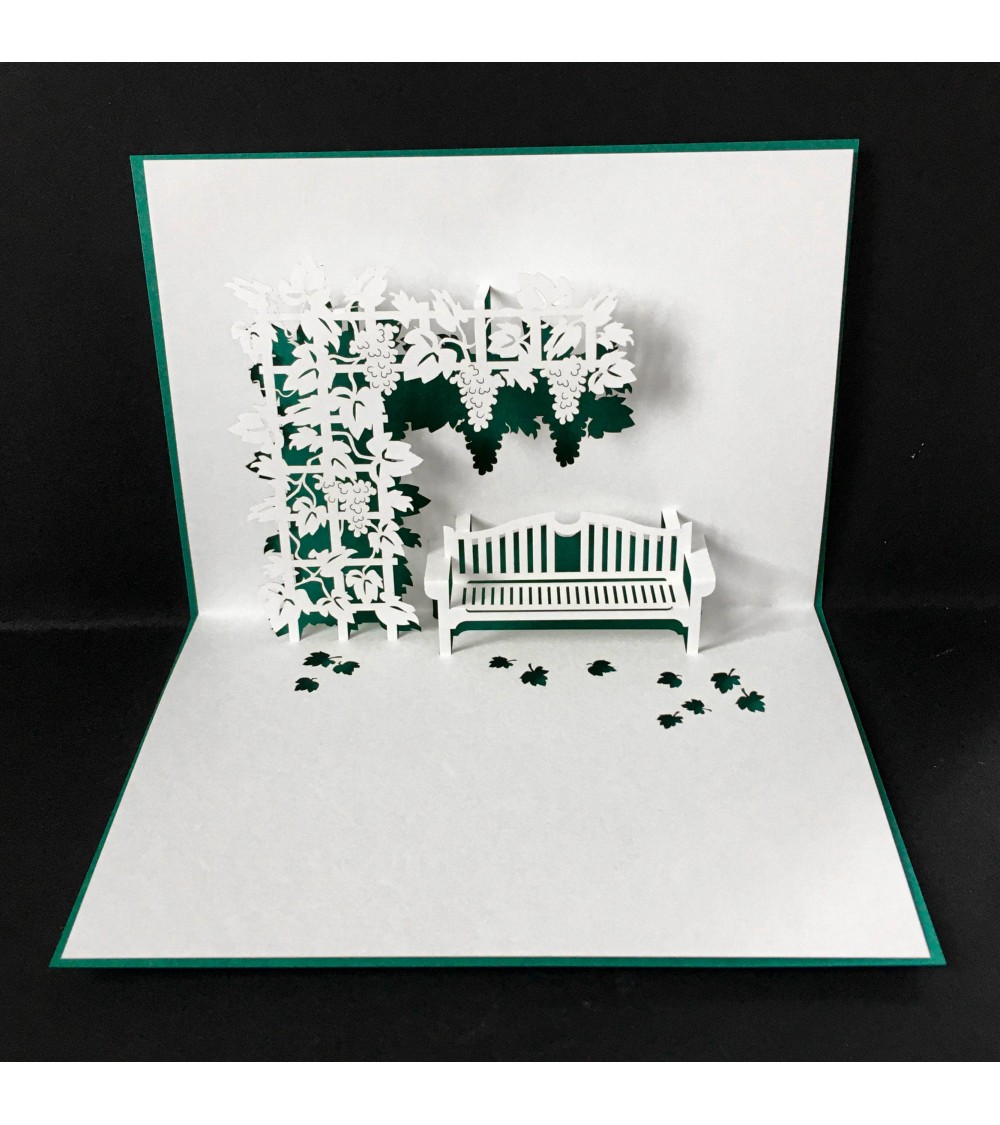 Carte popup Rifletto, Vigne, vert foncé, fabriquée en Allemagne. L'Ecritoire design, Lausanne.