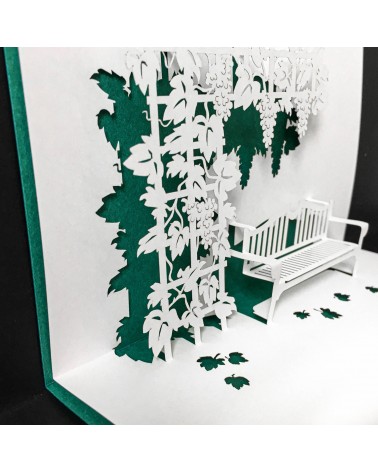 Carte popup Rifletto, Vigne, vert foncé, fabriquée en Allemagne. L'Ecritoire design, Lausanne.