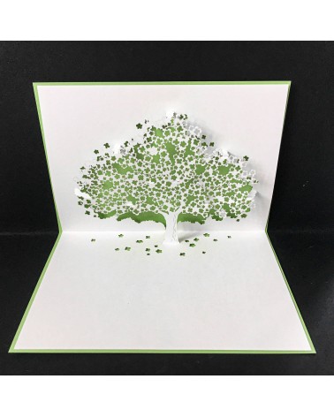 Carte popup Rifletto, Arbre en fleur, vert clair, fabriquée en Allemagne. L'Ecritoire design, Lausanne.