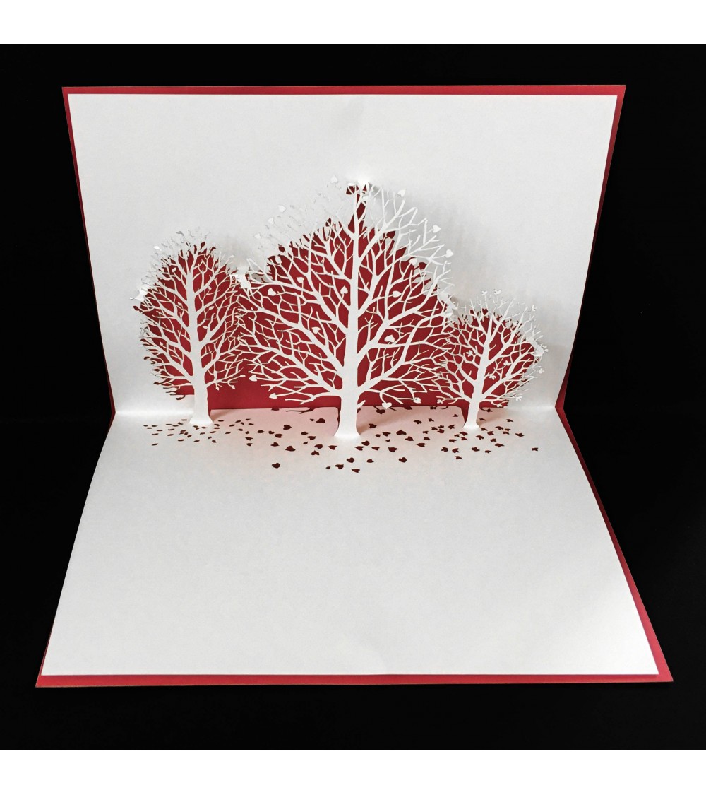 Carte pop up Rifletto, Automne, rouge, fabriquée en Allemagne. L'Ecritoire design, Lausanne.