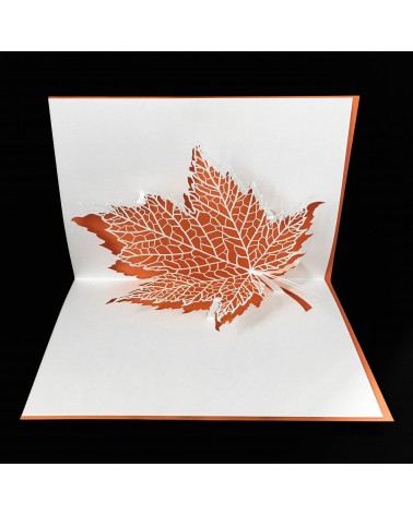 Carte pop up Rifletto, Feuille, orange, fabriquée en Allemagne. L'Ecritoire design, Lausanne.