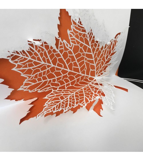 Carte pop up Rifletto, Feuille, orange, fabriquée en Allemagne. L'Ecritoire design, Lausanne.