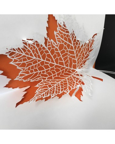 Carte pop up Rifletto, Feuille, orange, fabriquée en Allemagne. L'Ecritoire design, Lausanne.