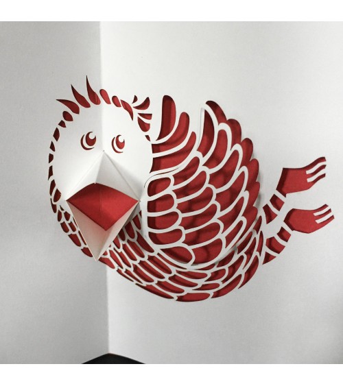 Carte pop-up Rifletto, Zoziau, rouge, fabriquée en Allemagne. L'Ecritoire design, Lausanne.