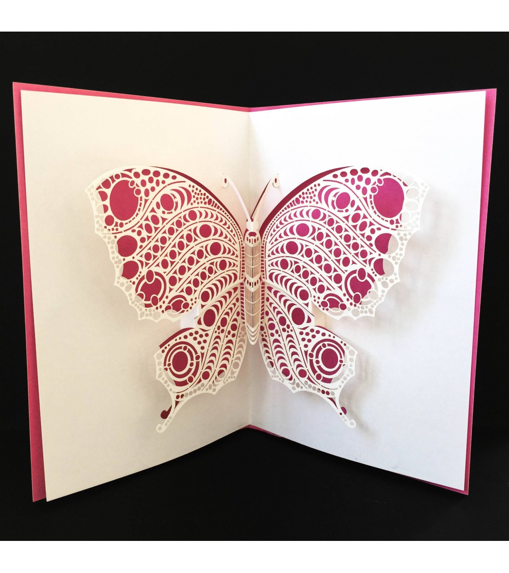 Carte pop-up Rifletto, « Papillon », rose, fabriquée en Allemagne