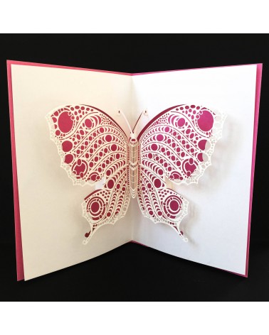 Carte pop-up Rifletto, Papillon, rose, fabriquée en Allemagne. L'Ecritoire design, Lausanne.
