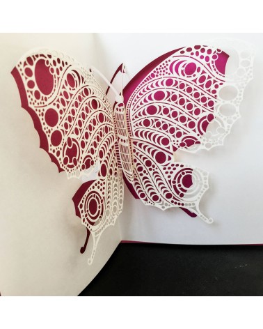 Carte pop-up Rifletto, Papillon, rose, fabriquée en Allemagne. L'Ecritoire design, Lausanne.