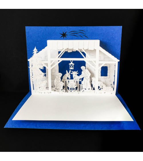 Carte Rifletto, Crèche, bleu roi, fabriquée en Allemagne. L'Ecritoire design, Lausanne.