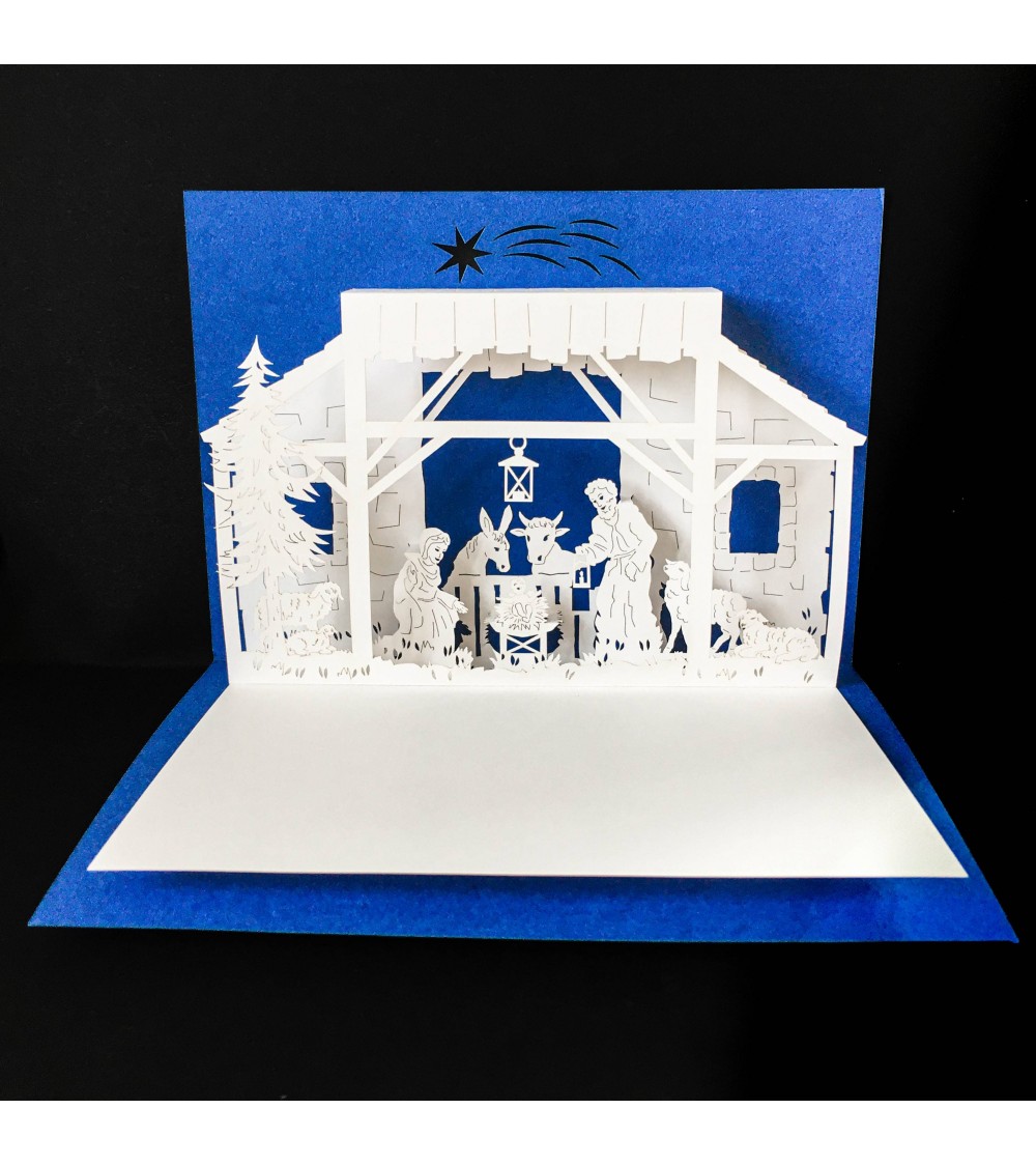 Carte Rifletto, Crèche, bleu roi, fabriquée en Allemagne. L'Ecritoire design, Lausanne.