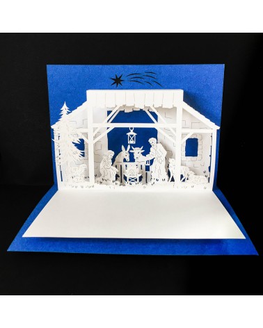 Carte Rifletto, Crèche, bleu roi, fabriquée en Allemagne. L'Ecritoire design, Lausanne.