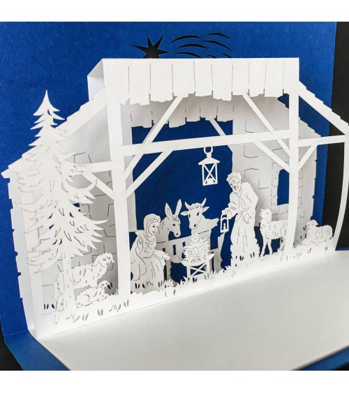 Carte Rifletto, Crèche, bleu roi, fabriquée en Allemagne. L'Ecritoire design, Lausanne.