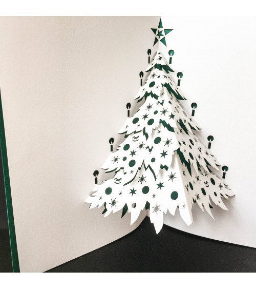Carte Rifletto, Sapin de Noël, vert foncé, fabriquée en Allemagne. L'Ecritoire design, Lausanne
