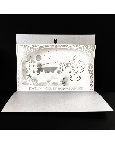 Carte Rifletto, Paysage hivernal, argent, fabriquée en Allemagne. L'Ecritoire design, Lausanne.