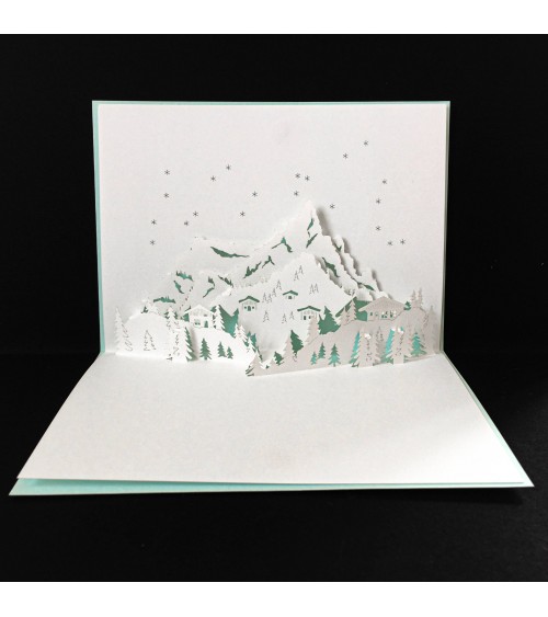 Carte Rifletto, Magie des chalets, vert menthe, fabriquée en Allemagne. L'Ecritoire design, Lausanne.