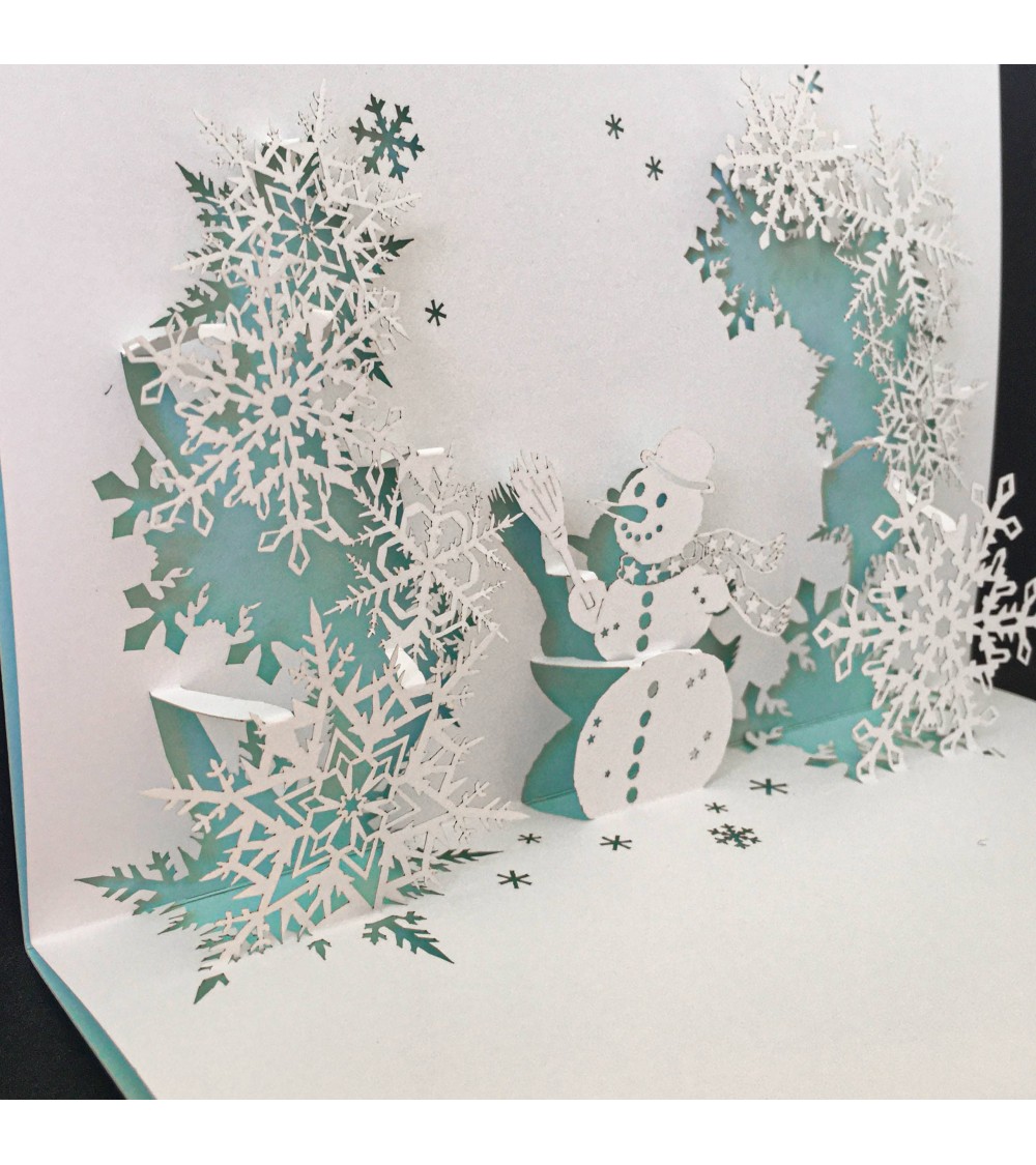 Carte Rifletto, Bonhomme de neige, vert menthe, fabriquée en Allemagne. L'Ecritoire design, Lausanne.