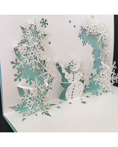 Carte Rifletto, Bonhomme de neige, vert menthe, fabriquée en Allemagne. L'Ecritoire design, Lausanne.