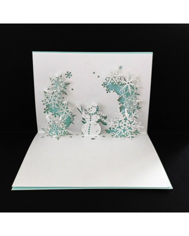 Carte Rifletto, Bonhomme de neige, vert menthe, fabriquée en Allemagne. L'Ecritoire design, Lausanne.