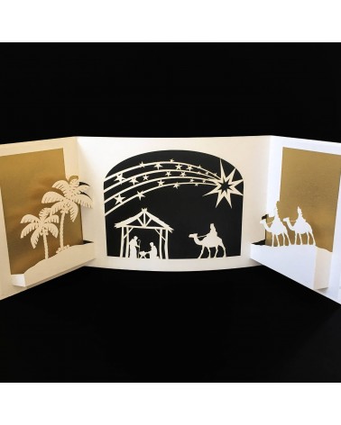 Carte Rifletto, Les rois mages, doré, fabriquée en Allemagne. L'Ecritoire design, Lausanne.