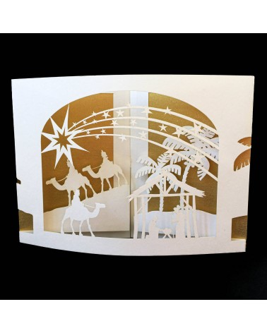 Carte Rifletto, Les rois mages, doré, fabriquée en Allemagne. L'Ecritoire design, Lausanne.