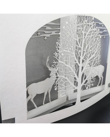 Carte Rifletto, Deux cerfs, argent, fabriquée en Allemagne. L'Ecritoire design, Lausanne.