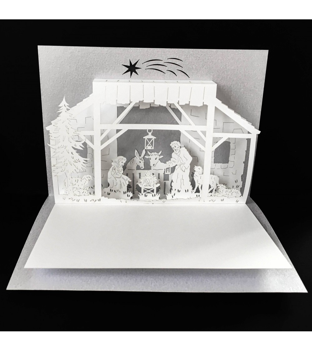 Carte Rifletto, Crèche, argent, fabriquée en Allemagne. L'Ecritoire design, Lausanne