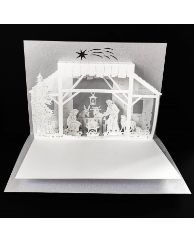 Carte Rifletto, Crèche, argent, fabriquée en Allemagne. L'Ecritoire design, Lausanne