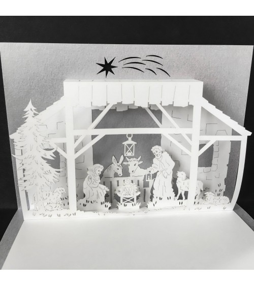 Carte Rifletto, Crèche, argent, fabriquée en Allemagne. L'Ecritoire design, Lausanne