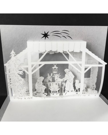 Carte Rifletto, Crèche, argent, fabriquée en Allemagne. L'Ecritoire design, Lausanne