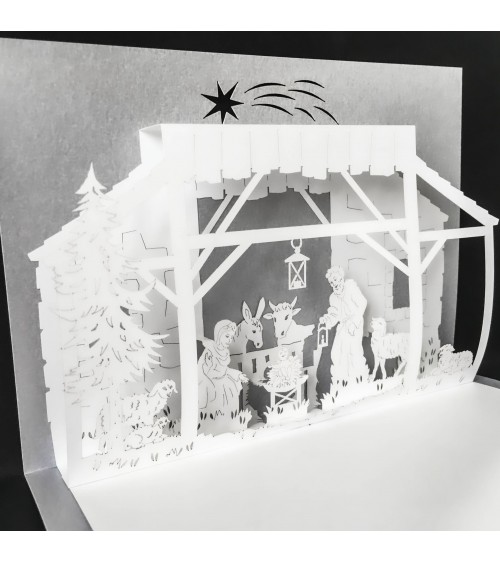 Carte Rifletto, Crèche, argent, fabriquée en Allemagne. L'Ecritoire design, Lausanne