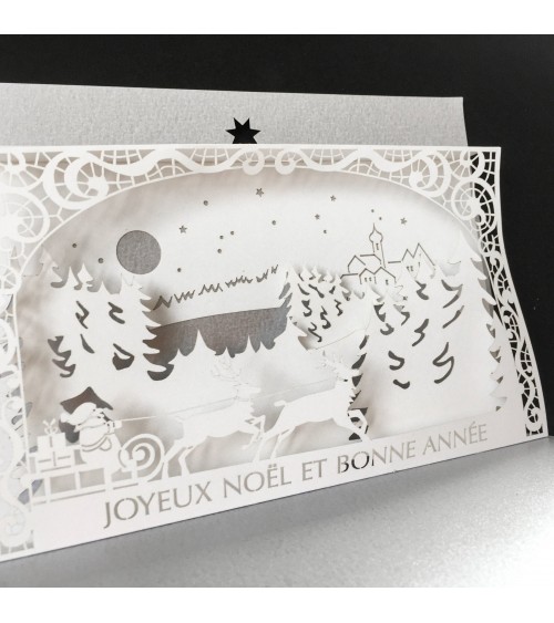 Carte Rifletto, Paysage hivernal, argent, fabriquée en Allemagne. L'Ecritoire design, Lausanne.