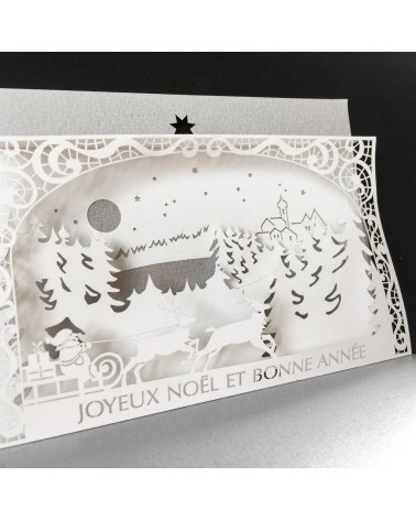 Carte Rifletto, Paysage hivernal, argent, fabriquée en Allemagne. L'Ecritoire design, Lausanne.