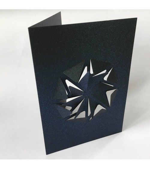 Carte de Noël double avec enveloppe, format A6, « Ornament », bleu nuit.