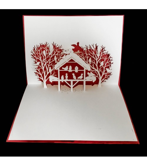 Carte Rifletto, Maison aux oiseaux, rouge, format A6, fabriquée en Allemagne. L'Ecritoire design, Lausanne