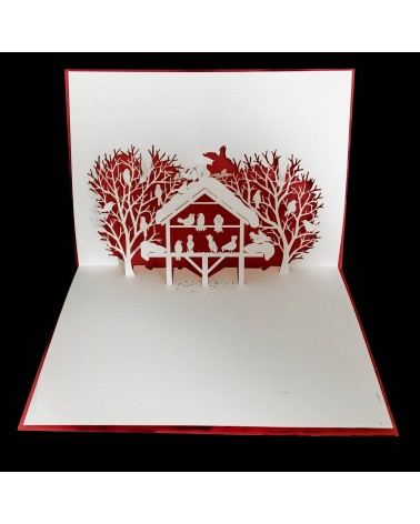 Carte Rifletto, Maison aux oiseaux, rouge, format A6, fabriquée en Allemagne. L'Ecritoire design, Lausanne