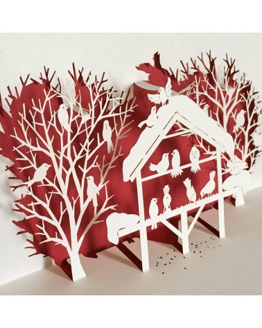 Carte Rifletto, Maison aux oiseaux, rouge, format A6, fabriquée en Allemagne. L'Ecritoire design, Lausanne