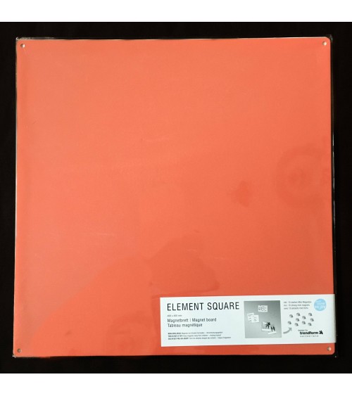 Tableau métallique d’affichage carré pour aimants, orange, de Trendform, 40 x 40 cm. 10 super mini aimants inclus